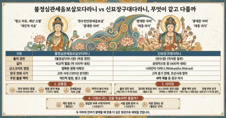 신묘장구대다라니와 불정심관세음보살모다라니 비교